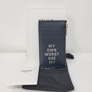 CELINE 'My worst enemy logo print' Zipped Compact Card Case Wallet
